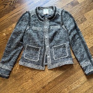 Rebecca Taylor Black and Gray Tweed Blazer